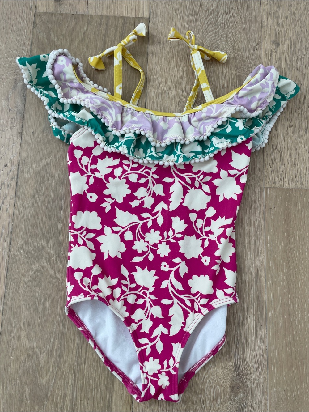 Mini Boden Floral Ruffle Tiered Swimsuit - Size 3/4T